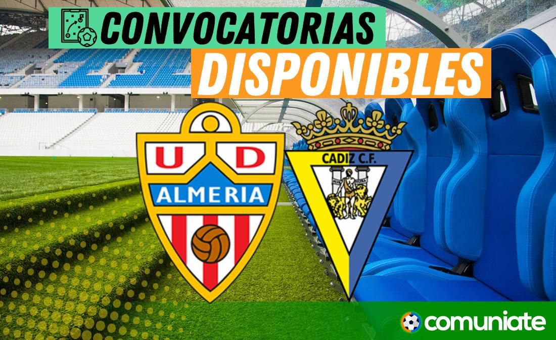 Jugadores convocados para el partido Almería y Cádiz. Jornada 38.