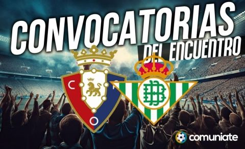 Jugadores convocados para el partido Osasuna y Betis. Jornada 10.