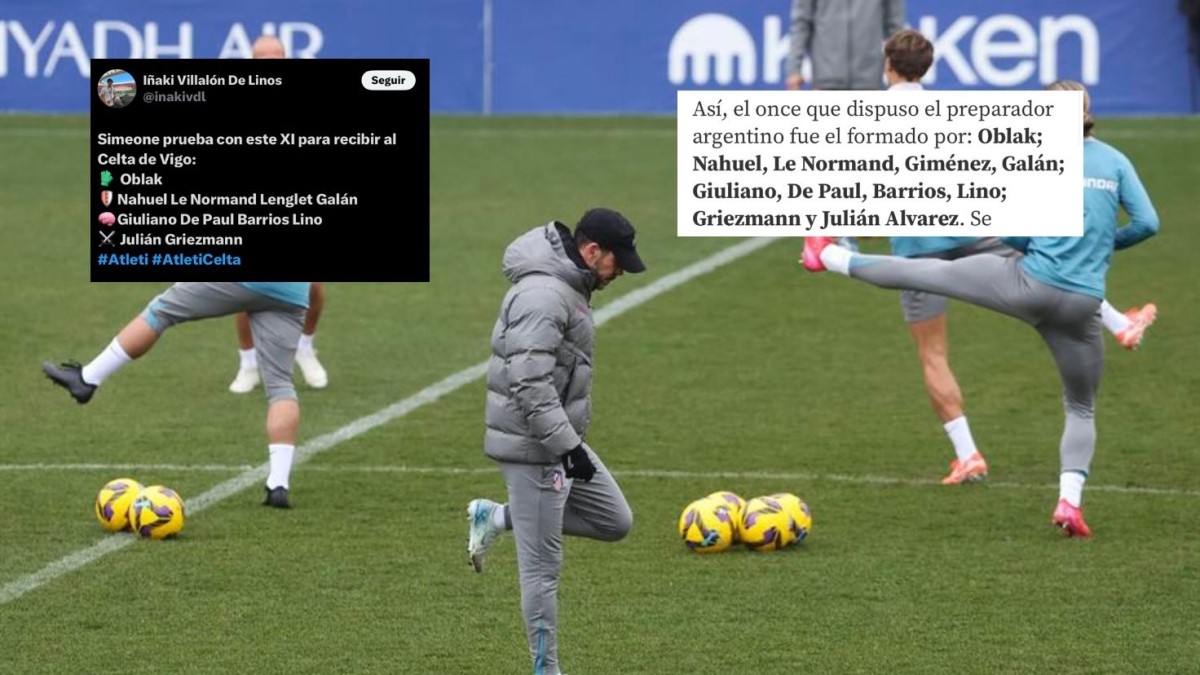 Mundo Deportivo y AS dicen que Simeone ha ensayado con Giménez y no con Lenglet